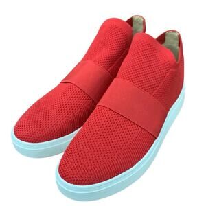Eileen Fisher Pari Knit Platform Shoes Vibrant Red Size 11 Slip on Red/White